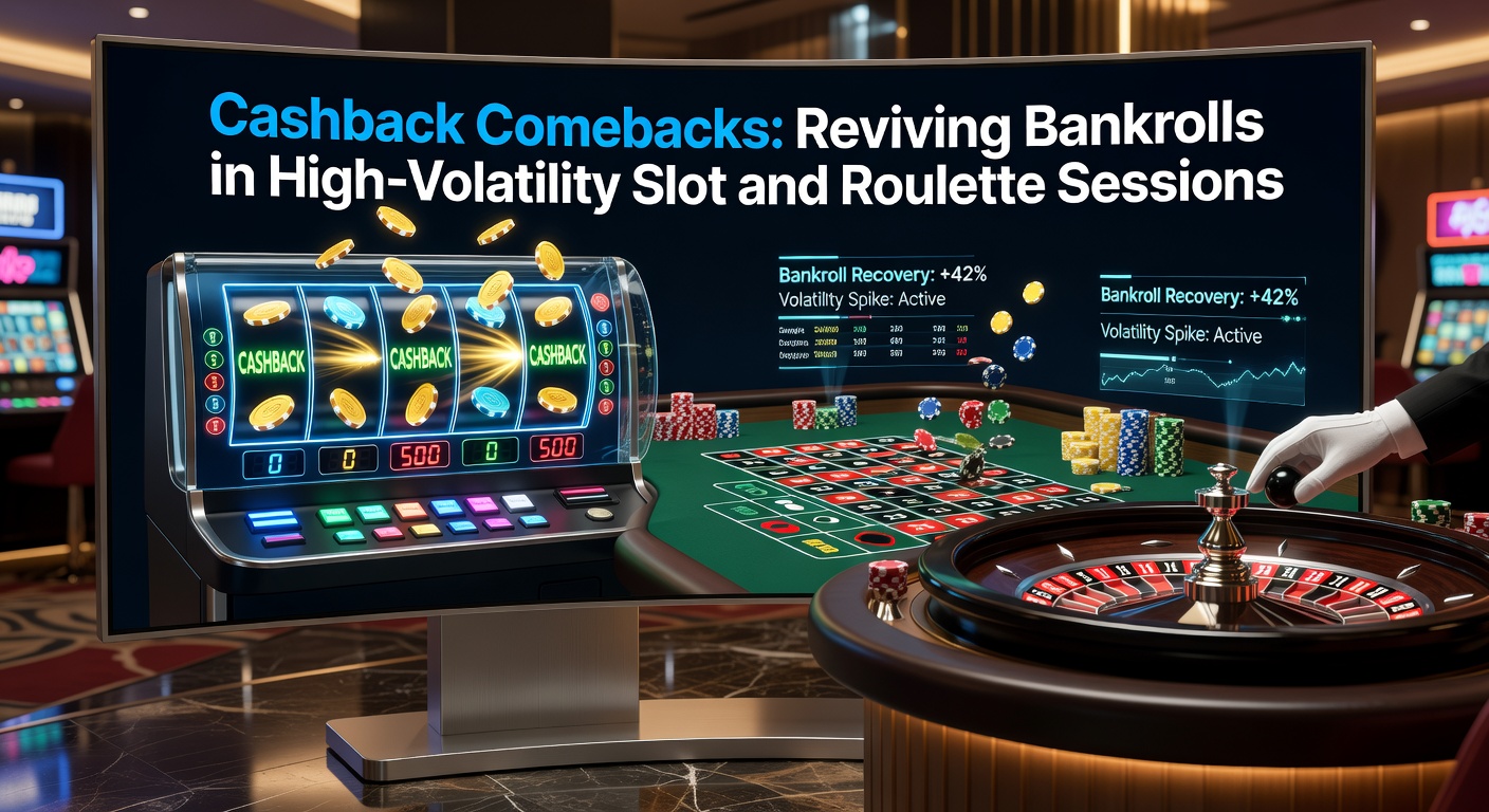 Vibrant slot machine display showing a near-miss jackpot amid flashing lights and coins, symbolizing the highs and lows of high-volatility play
