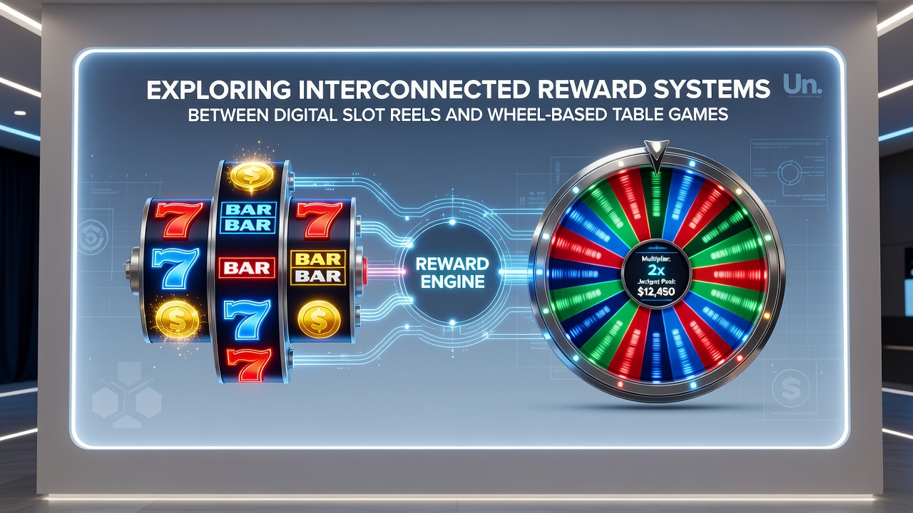 Mobile screen displaying reward balance transferring between slot and wheel game sections