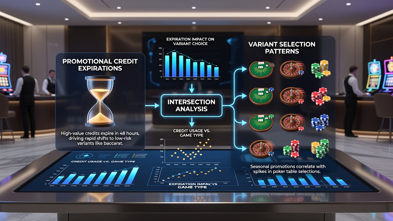 Data visualization of player variant selection trends linked to promotional credit timelines in regulated markets