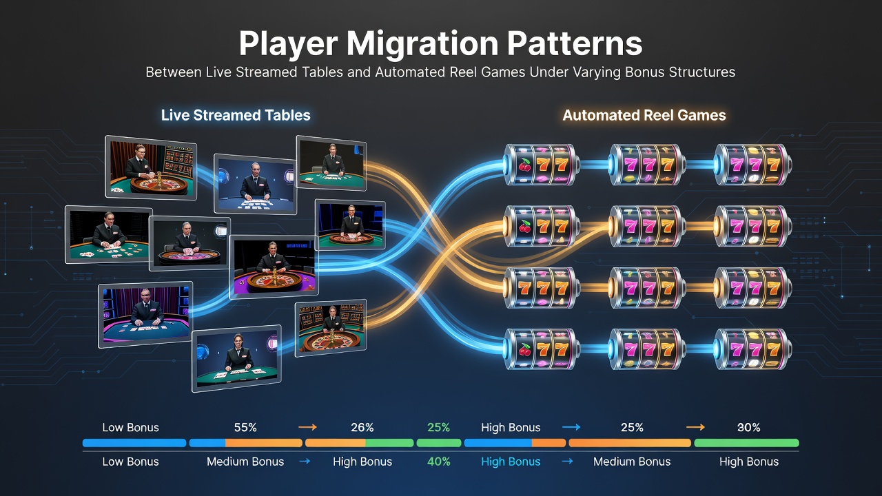 Players shifting between live dealer tables and automated slot reels on digital platforms