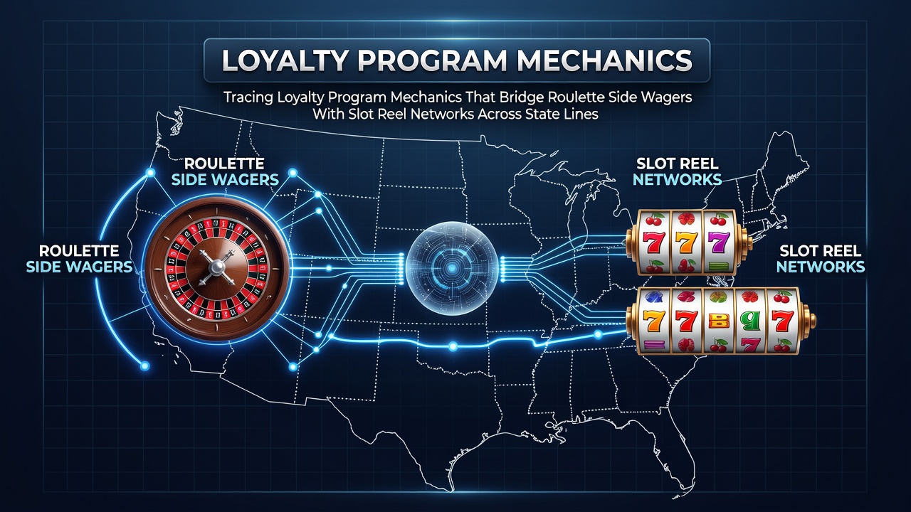 Loyalty program interfaces connecting roulette side bets and slot networks in multi-state casino operations